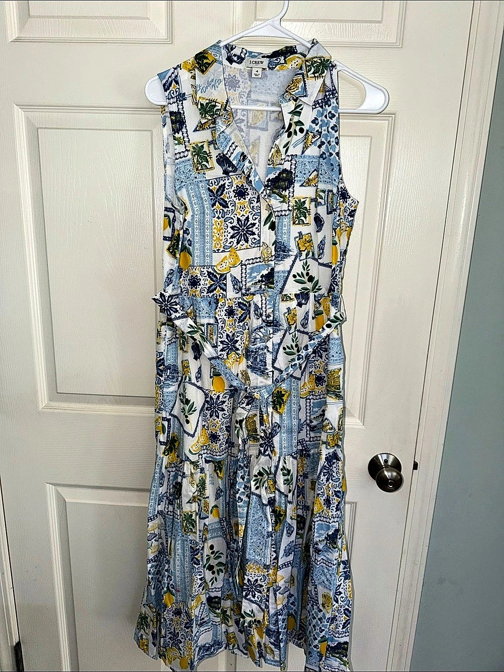 J.Crew Cinched shirt-dress in limoncello cotton voile Size 4